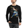 Disc Dog Samurai Japanese Ukiyo-e Unisex Long Sleeve Tee - Black / S