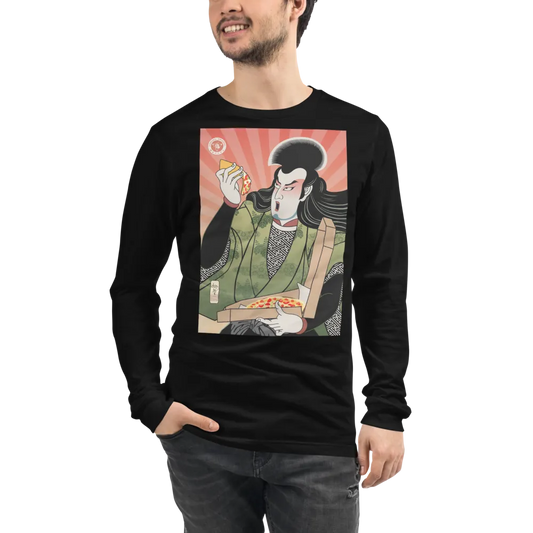 Samurai & Pizza Fast Food Japanese Ukiyo-e Unisex Long Sleeve Tee - Samurai Original