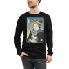 Geisha and Yorkshire Dog Japanese Ukiyo-e Unisex Long Sleeve Tee - Black / S