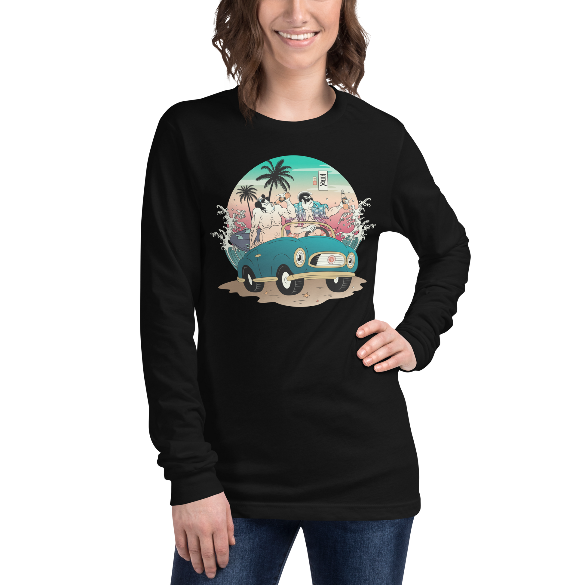 Samurai and Summer Party Ukiyo-e Unisex Long Sleeve Tee - Samurai Original