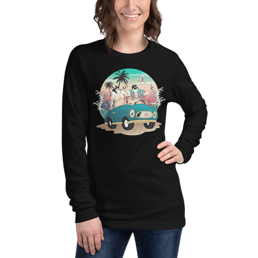 Samurai and Summer Party Ukiyo-e Unisex Long Sleeve Tee - Samurai Original