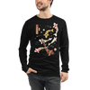 Koi Fish Japanese Ukiyo-e Unisex Long Sleeve Tee - Black / S