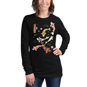 Koi Fish Japanese Ukiyo-e Unisex Long Sleeve Tee -