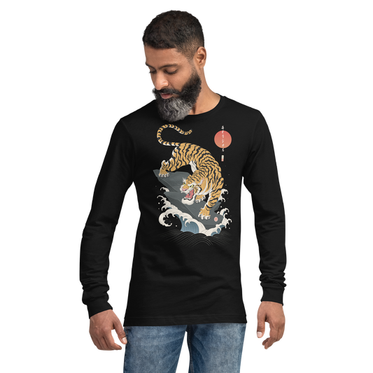 Tiger Japanese Ukiyo-e Unisex Long Sleeve Tee