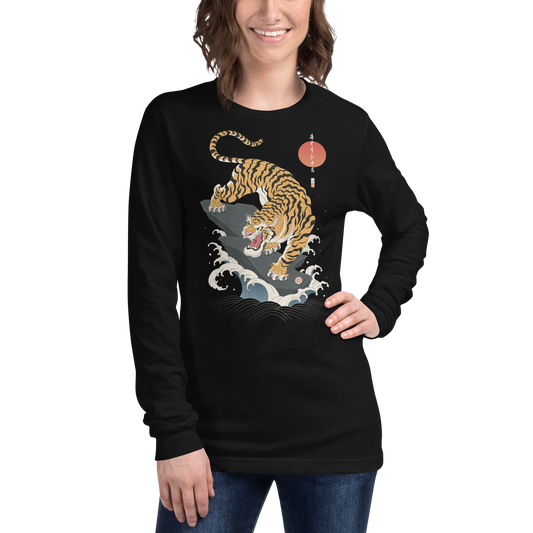 Tiger Japanese Ukiyo-e Unisex Long Sleeve Tee