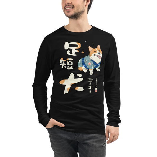 Welsh Corgi Dog Ukiyo- e Unisex Long Sleeve Tee