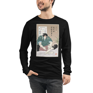 Chiropractor Japanese Ukiyo-e Unisex Long Sleeve Tee - Black / S