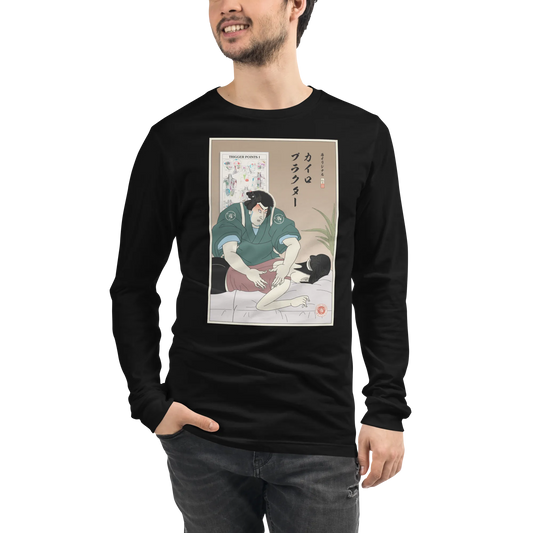 Chiropractor Japanese Ukiyo-e Unisex Long Sleeve Tee - Black / S