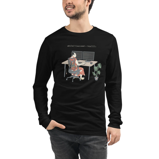 Samurai Programmer Ukiyo-e 6 Unisex Long Sleeve Tee - Samurai Original