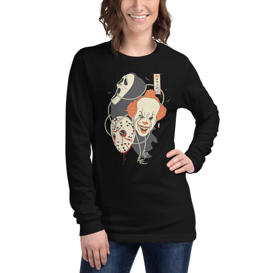 Halloween Mask Japanese Ukiyo-e Unisex Long Sleeve Tee -