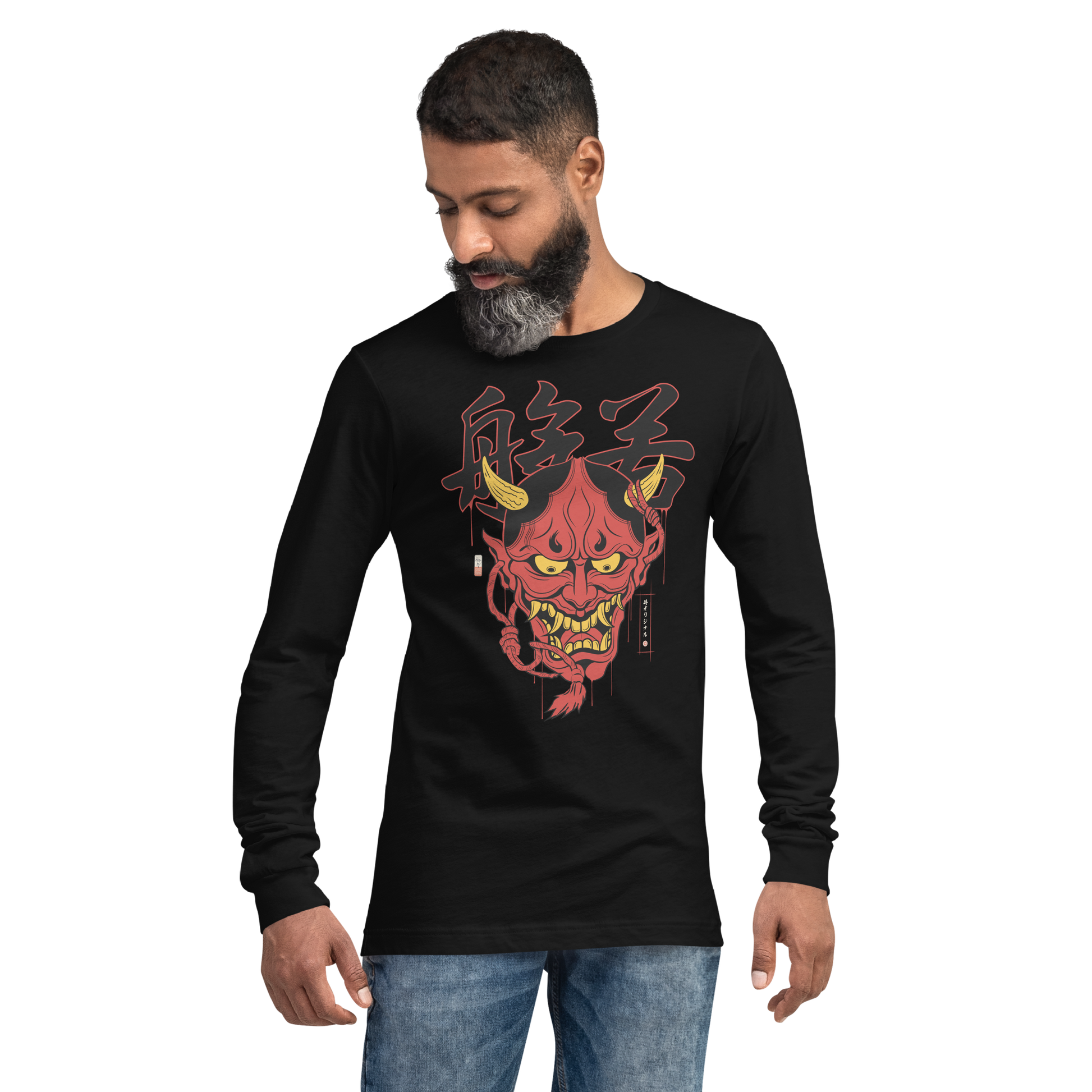 Hannya Japanese Ukiyo-e Unisex Long Sleeve Tee - Black / S