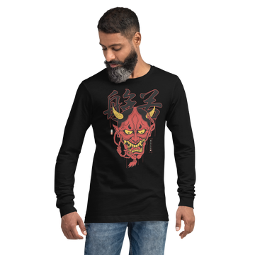 Hannya Japanese Ukiyo-e Unisex Long Sleeve Tee - Black / S