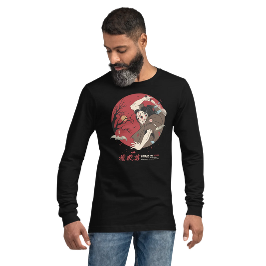 Halloween Samurai Jason Voorhees Japanese Ukiyo-e Unisex Long Sleeve Tee - Black / S