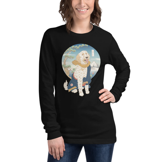 Golden Doodle Dog Funny Japanese Ukiyo-e Unisex Long Sleeve Tee 2 -