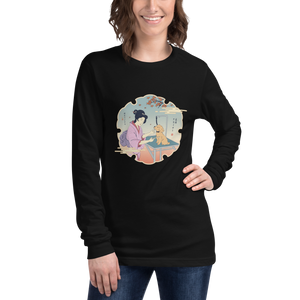 Geisha Groomer Japanese Ukiyo-e Unisex Long Sleeve Tee -