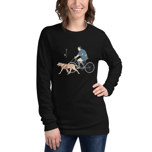 Samurai Cycling With DogLabrador Retriever Unisex Long Sleeve Tee - Samurai Original