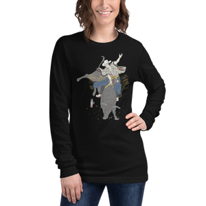 Samurai Bull Riding Ukiyo-e Unisex Long Sleeve Tee - Samurai Original