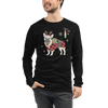 French Bulldog Funny Christmas Japanese Ukiyo-e Unisex Long Sleeve Tee - Black / S