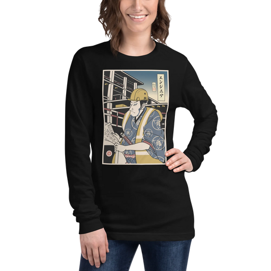 Samurai Construction Engineer Ukiyo-e Unisex Long Sleeve Tee - Samurai Original