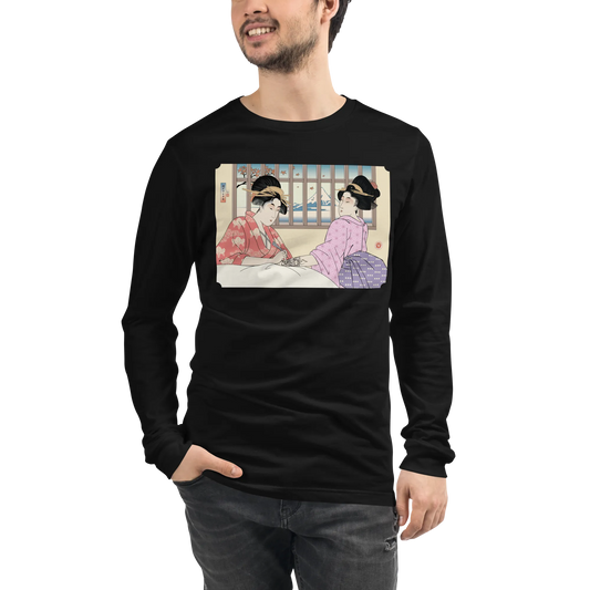 Geisha Henna Artist Japanese Ukiyo-e Unisex Long Sleeve Tee - Black / S