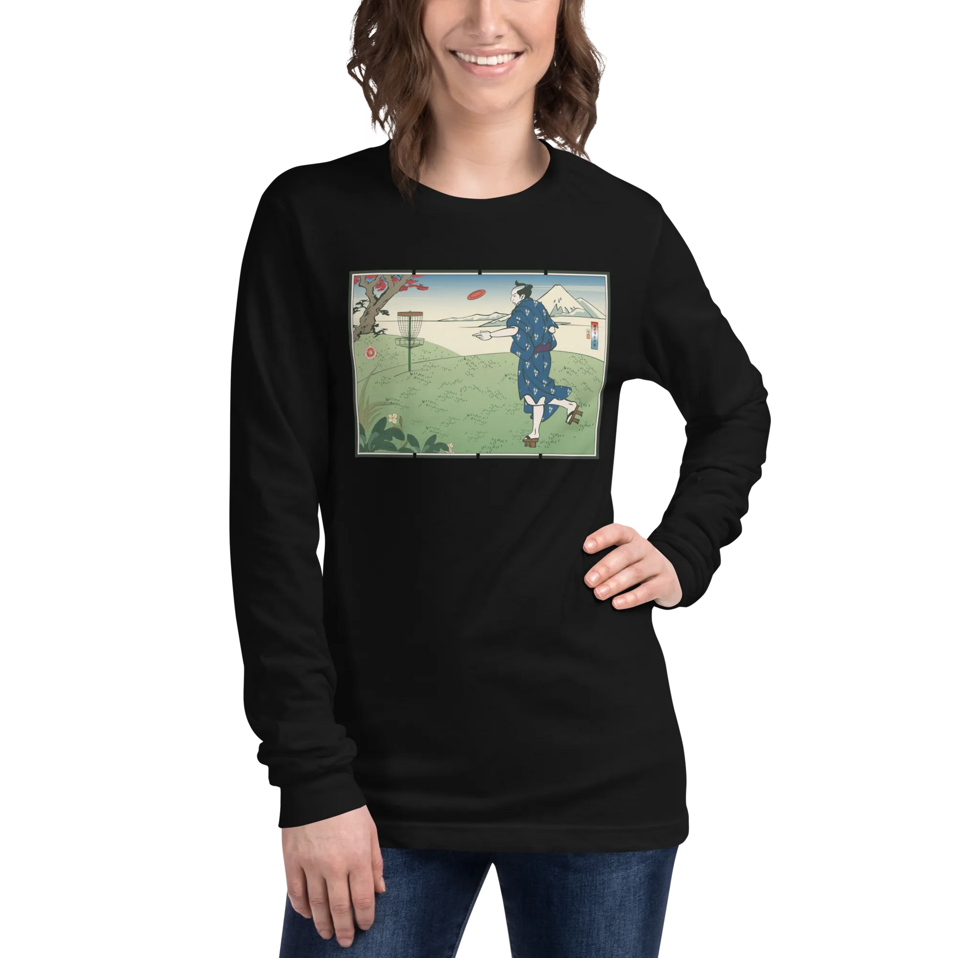 Samurai Disc Golf Ukiyo-e Unisex Long Sleeve Tee - Samurai Original