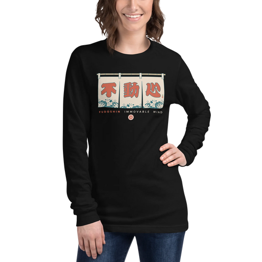 Fudoshin Japanese Kanji Calligraphy Unisex Long Sleeve Tee -