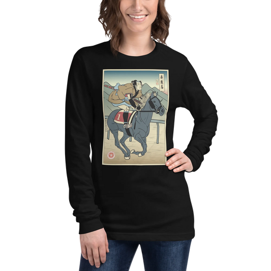 Samurai Horse Racing Ukiyo-e Unisex Long Sleeve Tee -