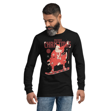 Santa Samurai Snowboard Christmas Ukiyo-e Unisex Long Sleeve Tee