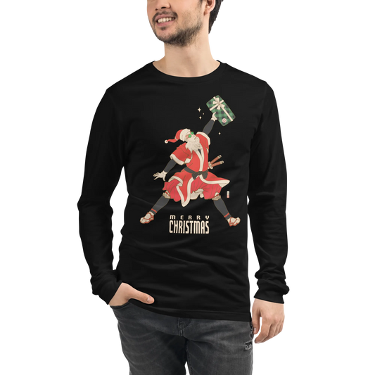 Santa Samurai Christmas Ukiyo-e Unisex Long Sleeve Tee