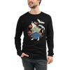 Cat Samurai Funny Ukiyo-e Japanese Unisex Long Sleeve Tee - Black / S