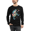 Frog Guitar Bass Funny Japanese Ukiyo-e Unisex Long Sleeve Tee - Black / S