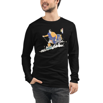 Samurai Ski Ukiyo-e-3 Unisex Long Sleeve Tee - Black / S