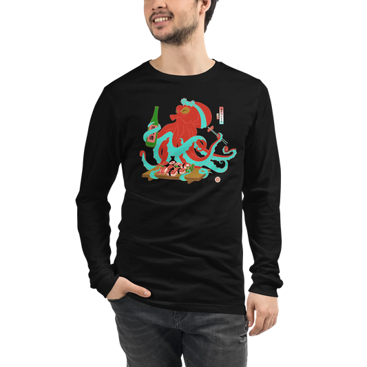 Octopus Sushi Japanese Ukiyo-e Unisex Long Sleeve Tee - Samurai Original