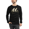 Cat Ride Funny Japanese Ukiyo-e Unisex Long Sleeve Tee - Black / S