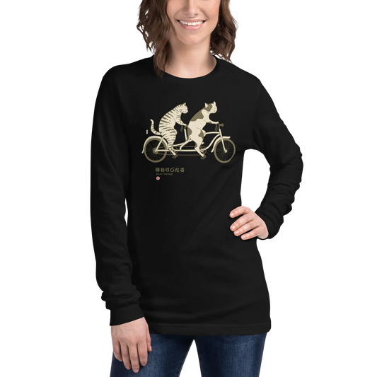 Cat Ride Funny Japanese Ukiyo-e Unisex Long Sleeve Tee -