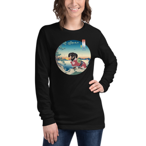 Dachshund Dog Funny Japanese Ukiyo-e Unisex Long Sleeve Tee -