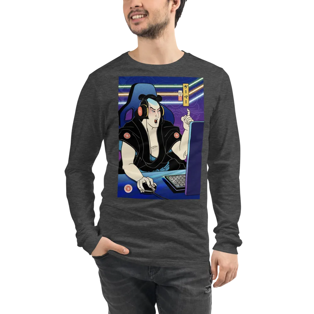 Samurai Gamer 2 Streamer Ukiyo-e Unisex Long Sleeve Tee - Samurai Original