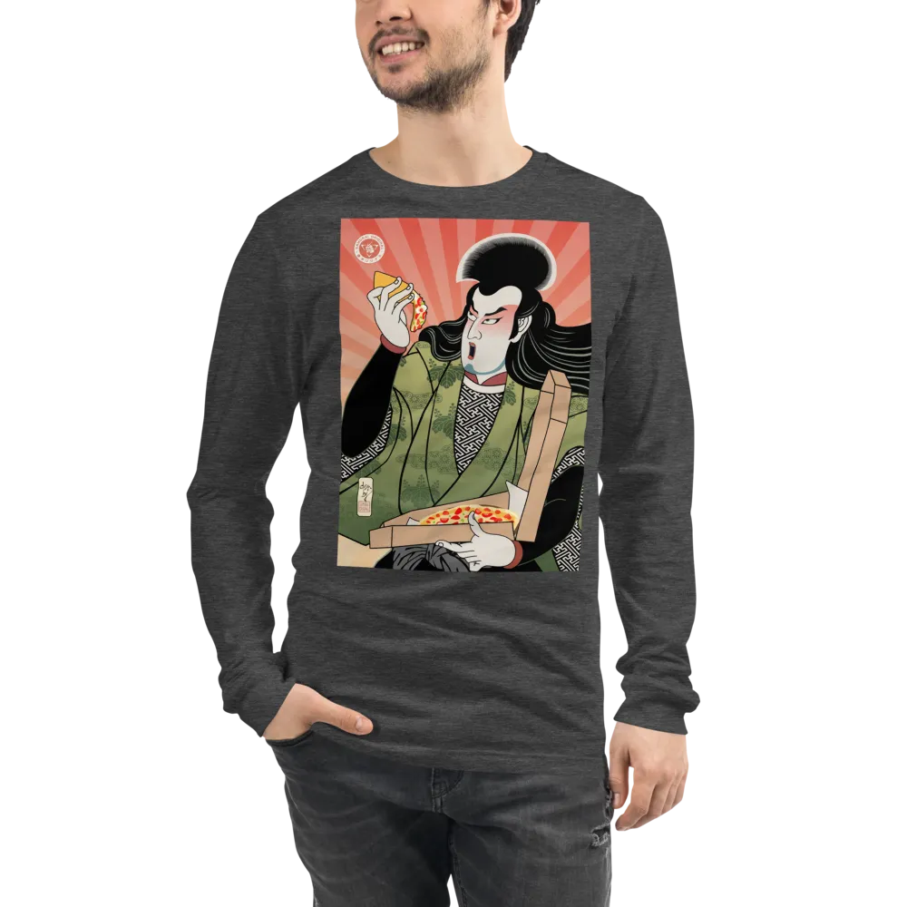 Samurai & Pizza Fast Food Japanese Ukiyo-e Unisex Long Sleeve Tee - Samurai Original