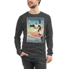 Cat Photographer Funny Japanese Ukiyo-e Unisex Long Sleeve Tee - Dark Grey Heather / S