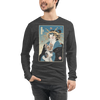 Geisha and Yorkshire Dog Japanese Ukiyo-e Unisex Long Sleeve Tee - Dark Grey Heather / S