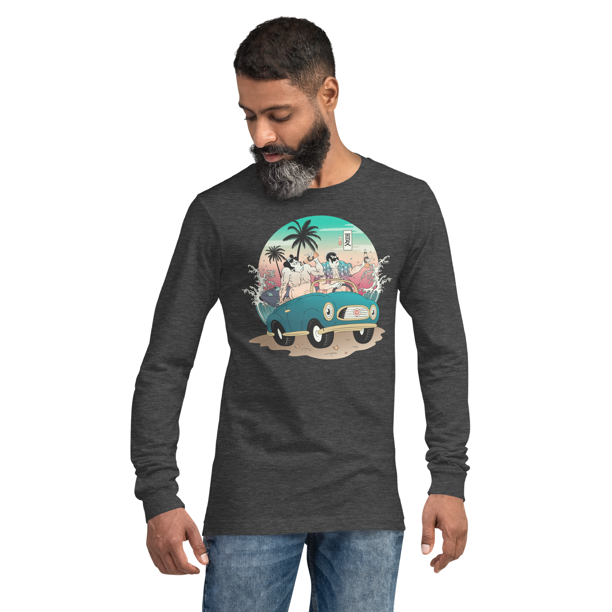 Samurai and Summer Party Ukiyo-e Unisex Long Sleeve Tee - Samurai Original