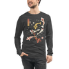 Koi Fish Japanese Ukiyo-e Unisex Long Sleeve Tee - Dark Grey Heather / S