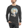 Golden Doodle Dog Funny Japanese Ukiyo-e Unisex Long Sleeve Tee 2 - Dark Grey Heather / S