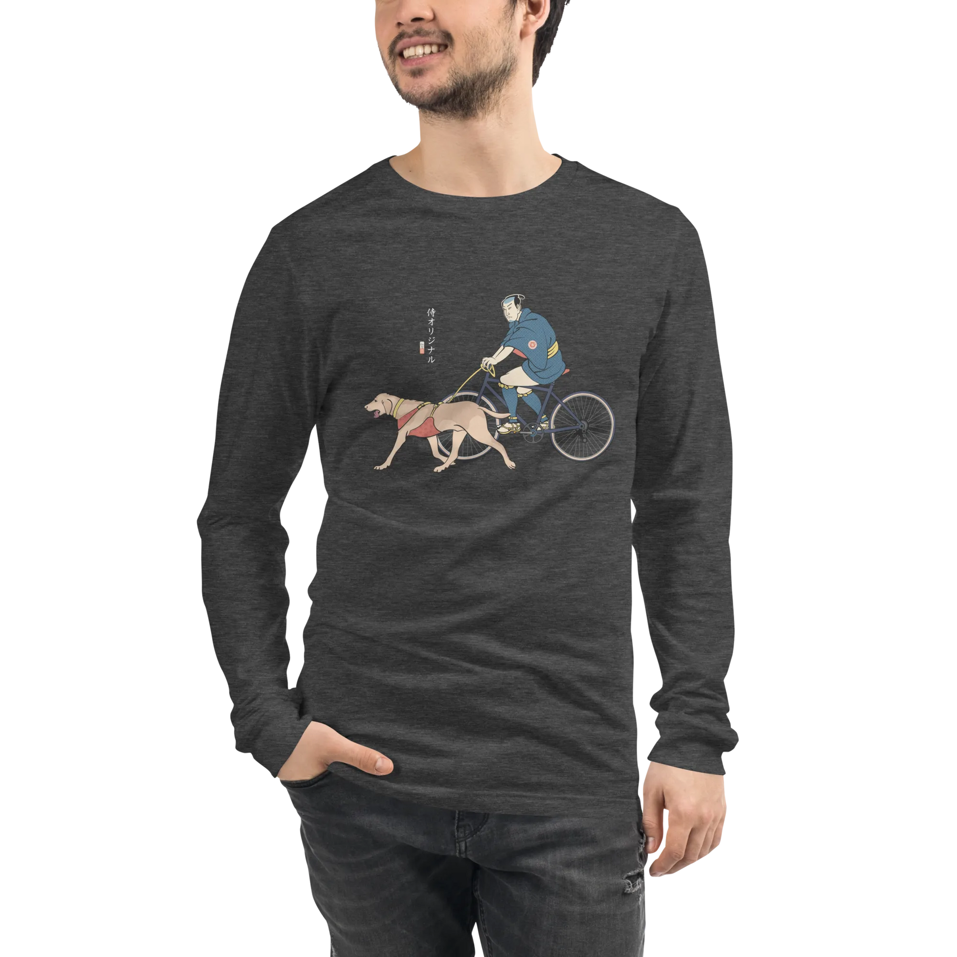 Samurai Cycling With DogLabrador Retriever Unisex Long Sleeve Tee - Samurai Original