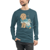 Golden Doodle Dog Funny Japanese Ukiyo-e Unisex Long Sleeve Tee - Heather Deep Teal / S