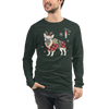 French Bulldog Funny Christmas Japanese Ukiyo-e Unisex Long Sleeve Tee - Heather Forest / S