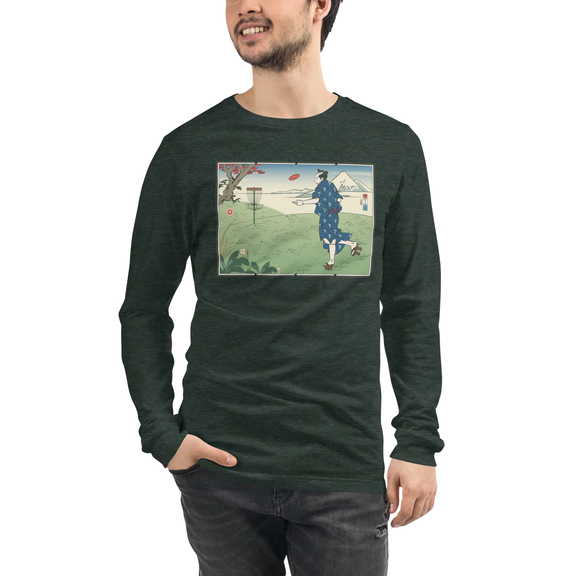 Samurai Disc Golf Ukiyo-e Unisex Long Sleeve Tee - Samurai Original