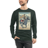 Samurai Horse Racing Ukiyo-e Unisex Long Sleeve Tee - Heather Forest / S