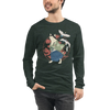 Cat Samurai Funny Ukiyo-e Japanese Unisex Long Sleeve Tee - Heather Forest / S