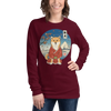 Dog Shiba Inu Funny Japanese Ukiyo-e Unisex Long Sleeve Tee - Maroon / S